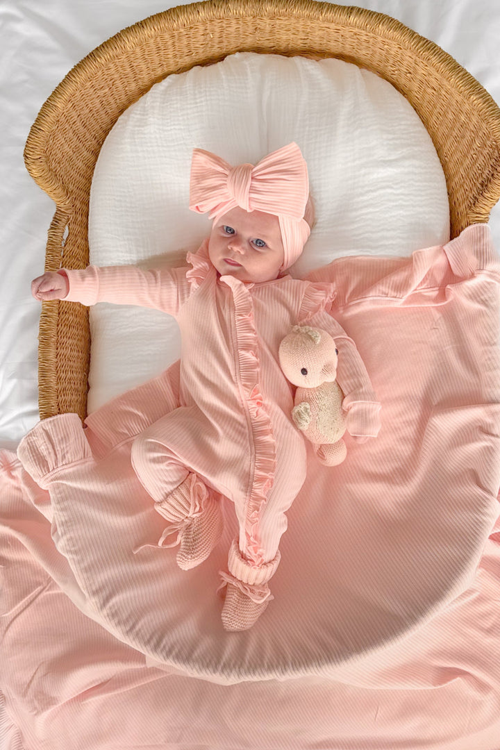 Cozy Ruffle Baby Wrap - Peach Dust