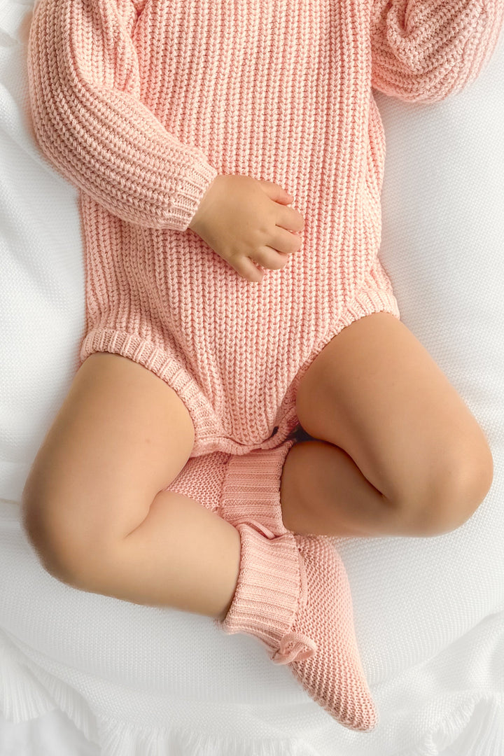 Knitted Booties - Peach