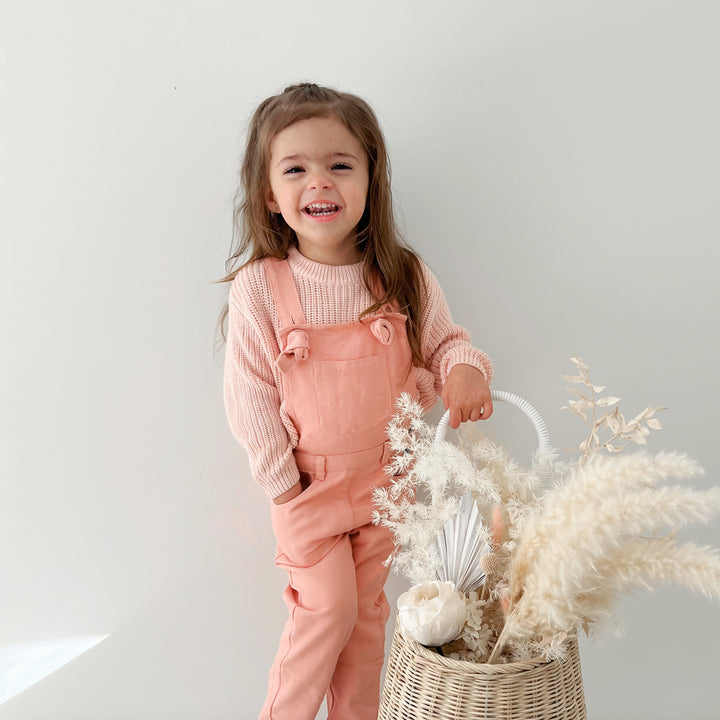 Toddler girls peach overalls