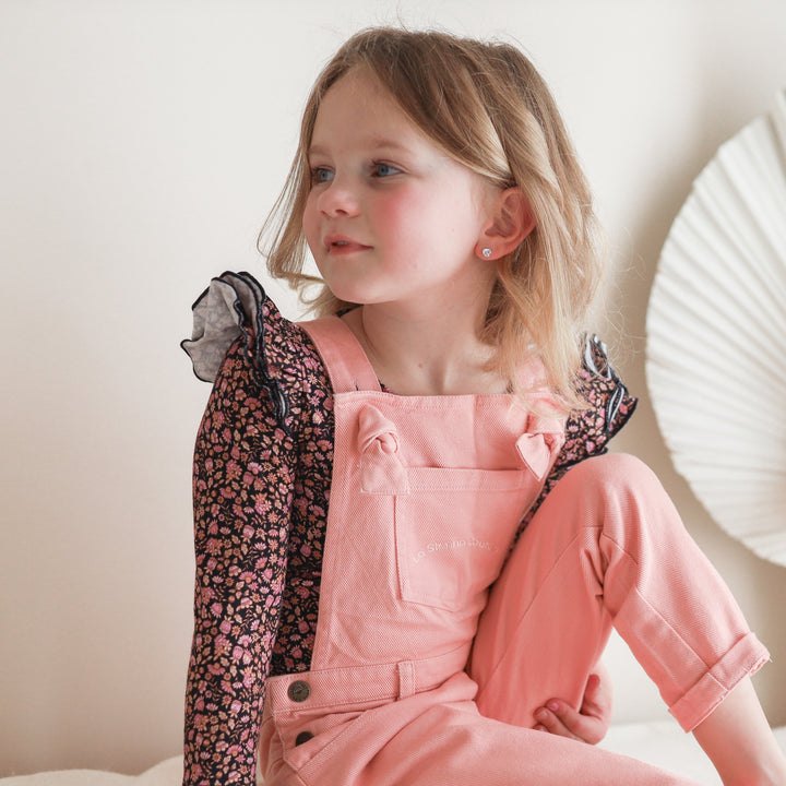 Toddler girls peach overalls