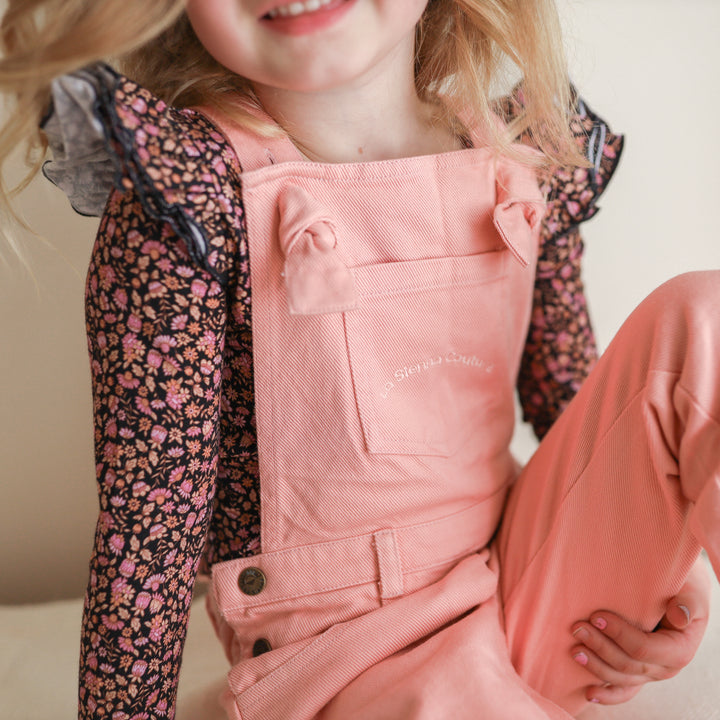 Toddler girls peach overalls