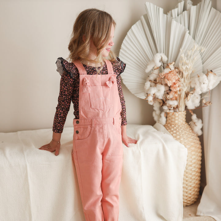 Toddler girls peach overalls