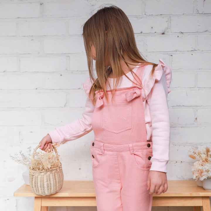 Toddler girls peach overalls