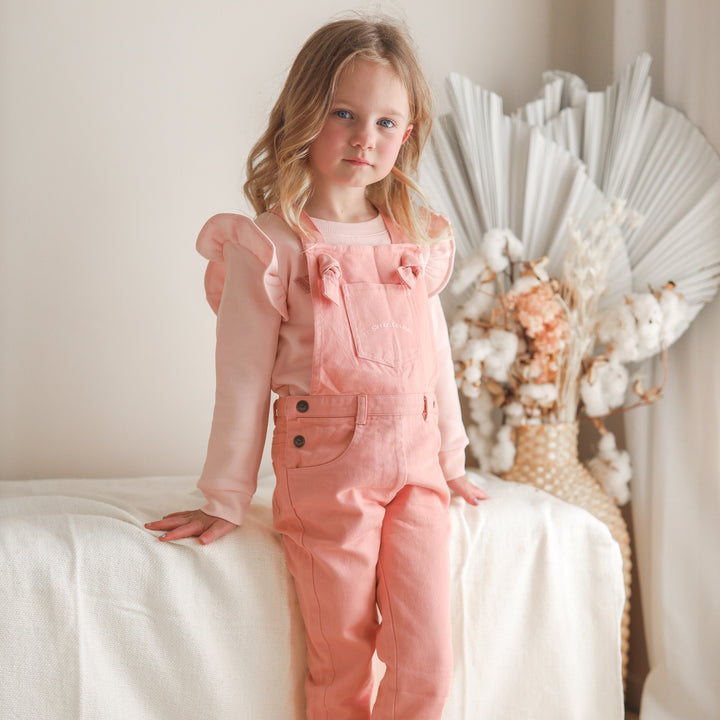 Toddler girls peach overalls