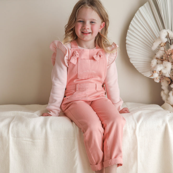 Toddler girls peach overalls