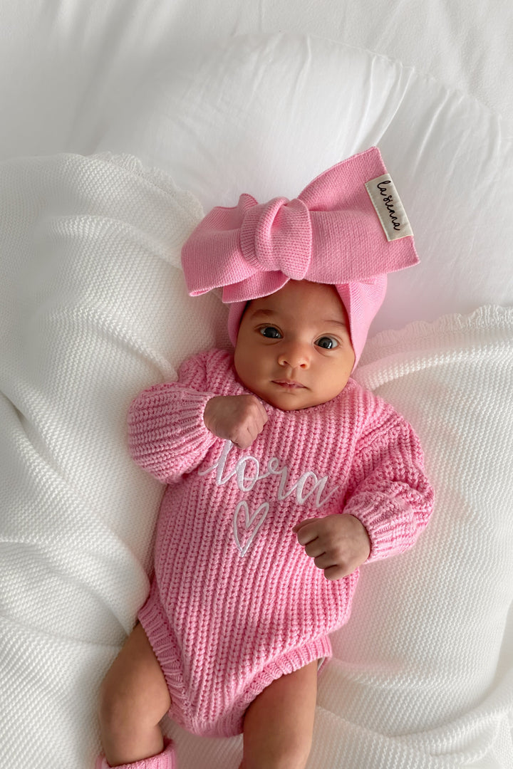 Super Chunky Knit Romper - Peony Pink