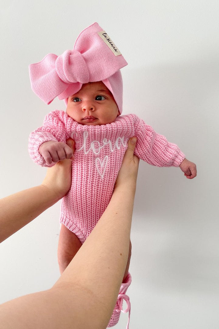Super Chunky Knit Romper - Peony Pink