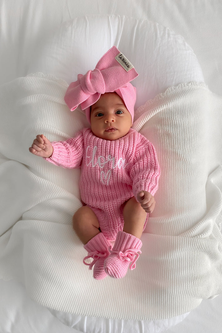 Super Chunky Knit Romper - Peony Pink