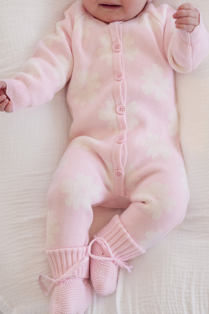 Knitted Louie Romper - Petal