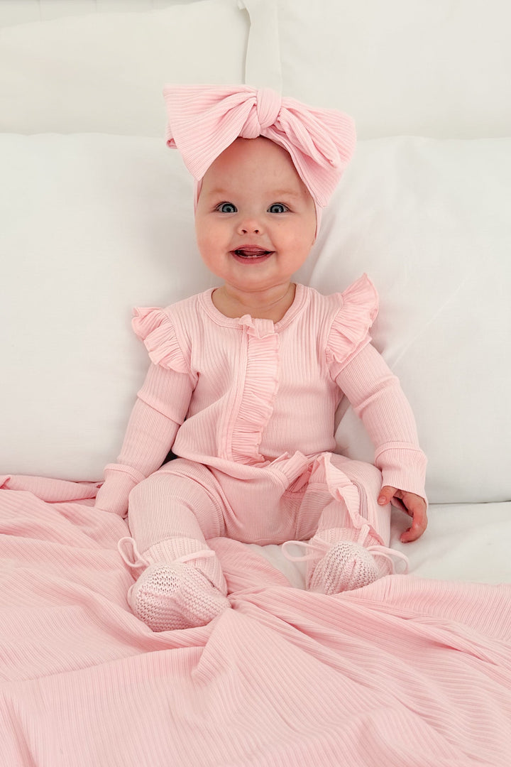 Cozy Ruffle Baby Wrap - Petal Pink