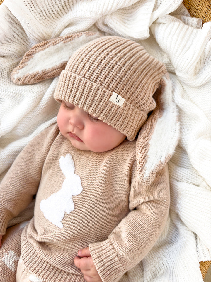 Bunny Chunky Knit Beanie - Oat