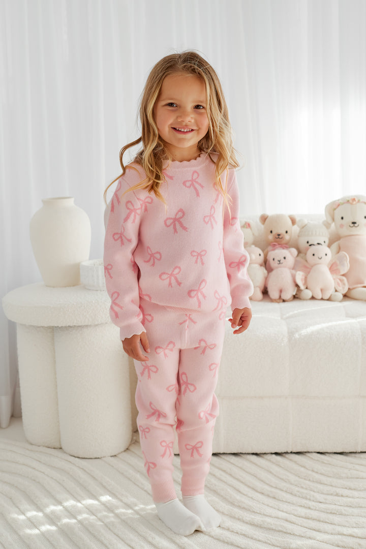 Knitted Jumper - Pink Bows