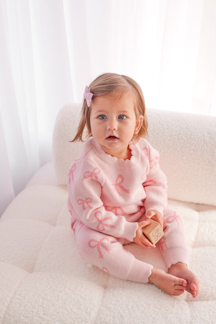 Knitted Pants - Pink Bows