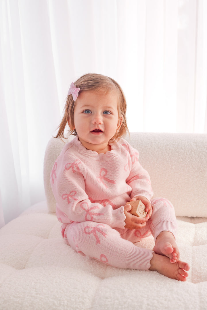 Knitted Jumper - Pink Bows