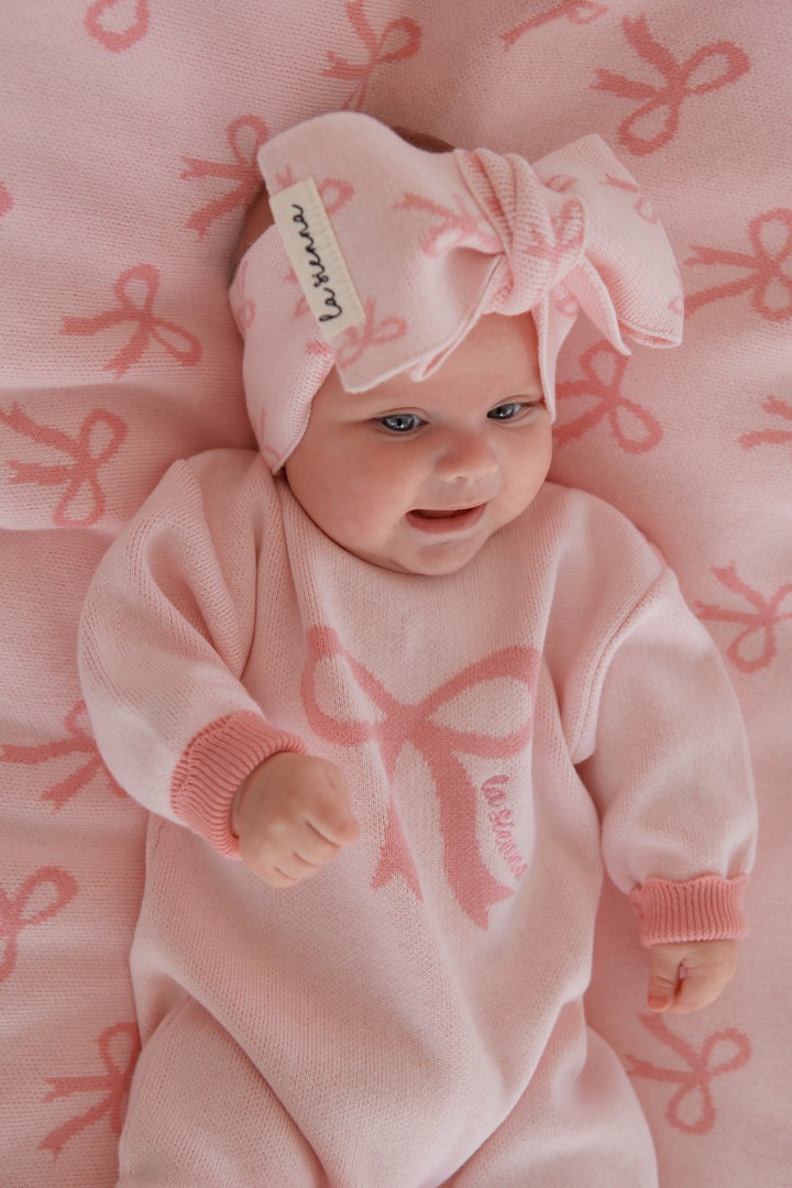 Knitted Headwrap - Pink Bows