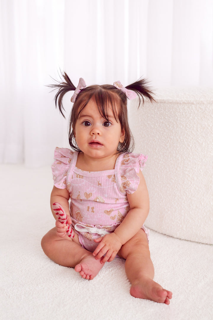 Cozy Singlet & Shorties Set - Pink Christmas Village