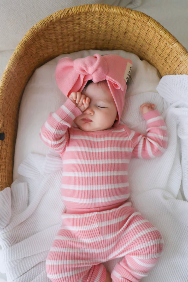 Knitted Bodysuit/Top - Blush Striped