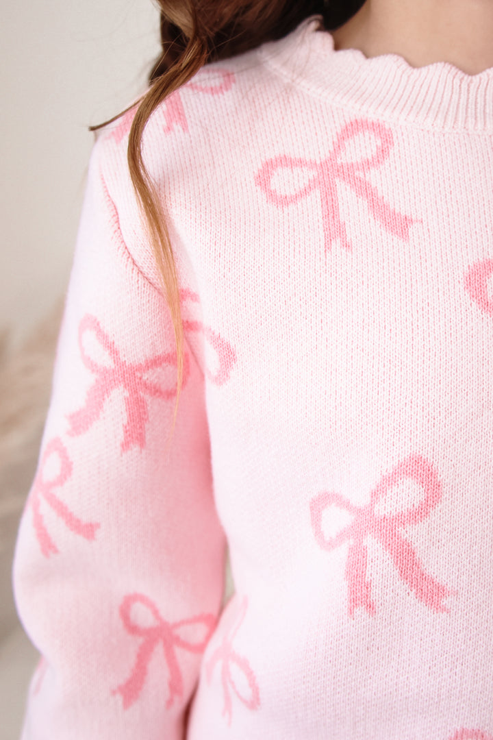 Knitted Jumper - Pink Bows