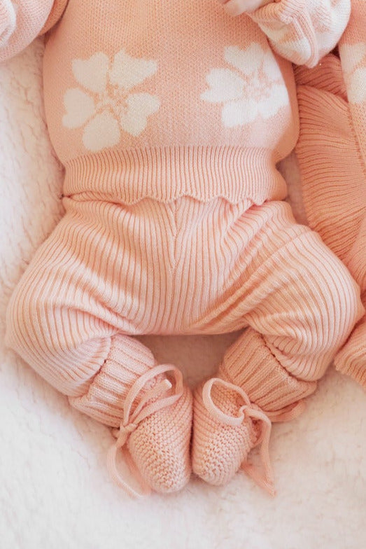 Knitted Booties - Peach