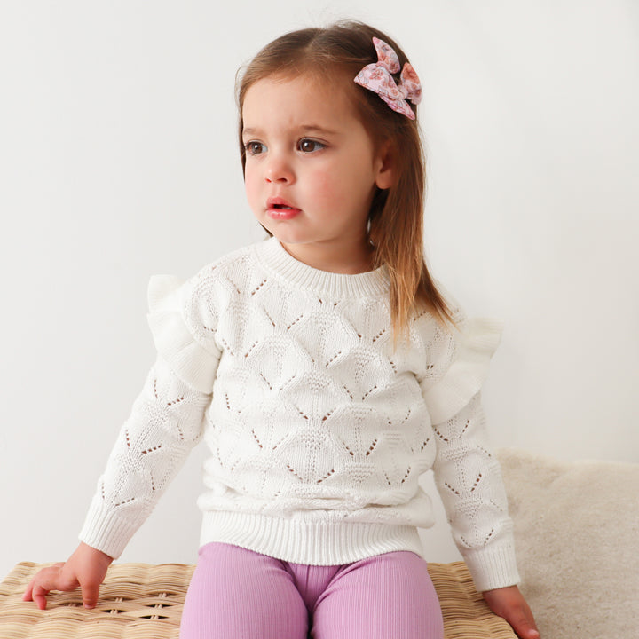 Toddler white flutter knit