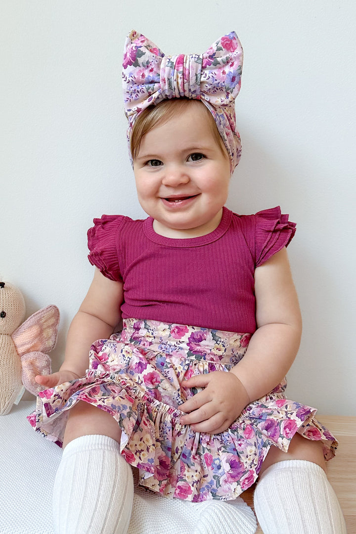 Cozy Short Sleeve Flutter - Raspberry