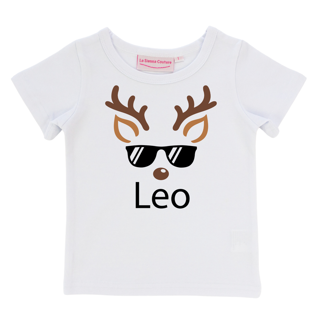 Reindeer Name with Glasses - Unisex - Short Sleeve Tee