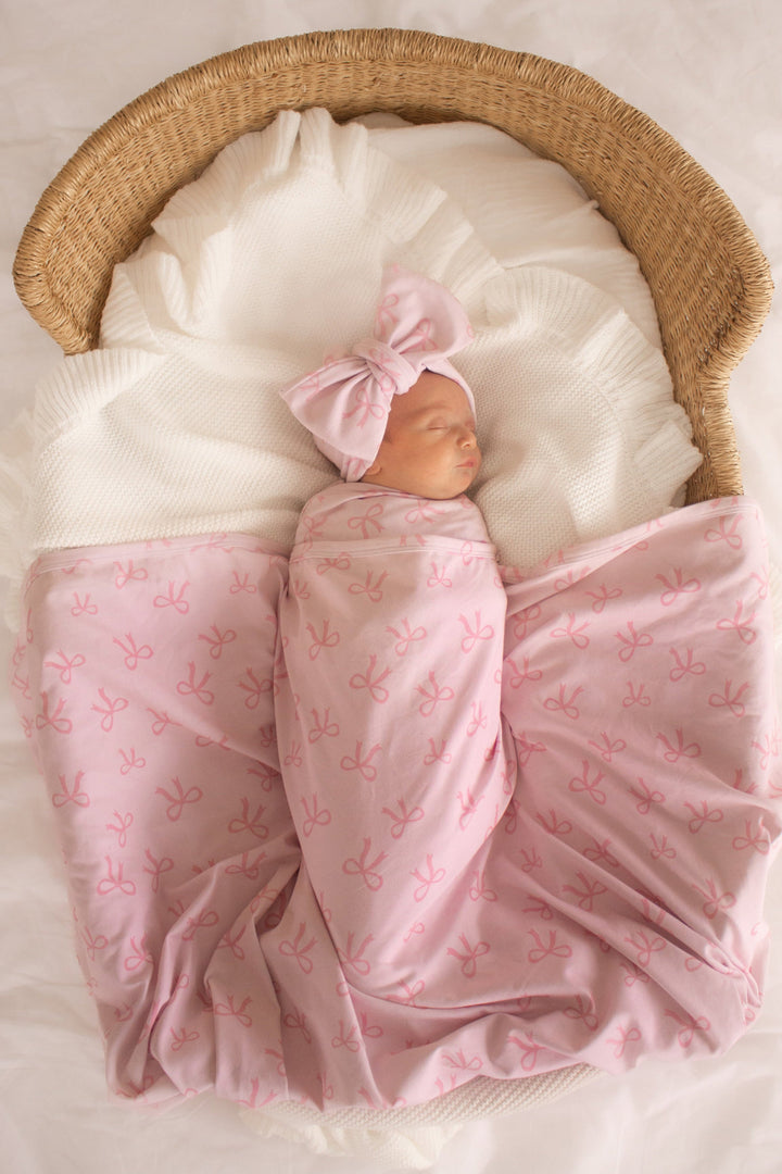 Baby Wrap - Pink + Bows