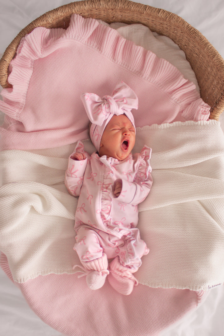 Ruffle Knitted Blanket - Ballerina Pink