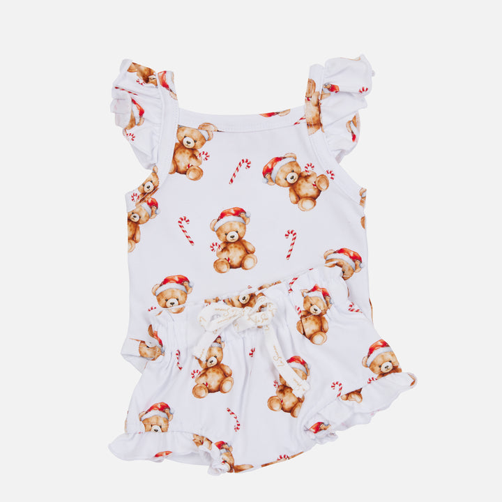 Singlet & Shorties Set - Christmas Teddy