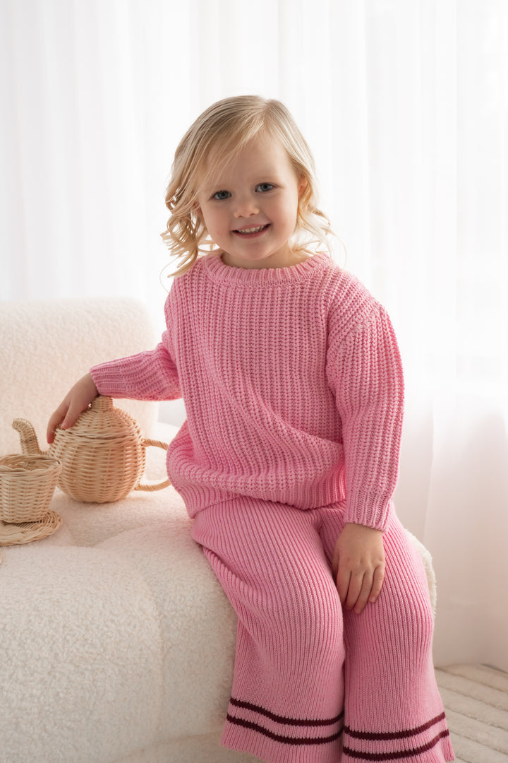 Knitted Wide Leg Pants - Peony