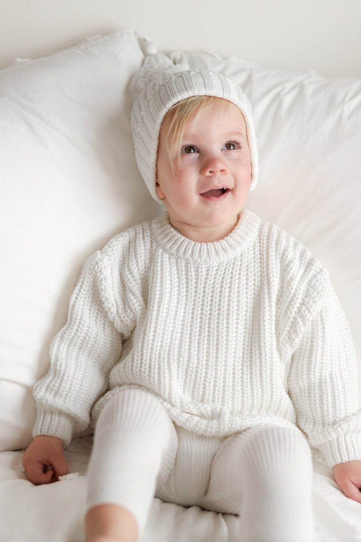 white baby kids chunky knitted jumper