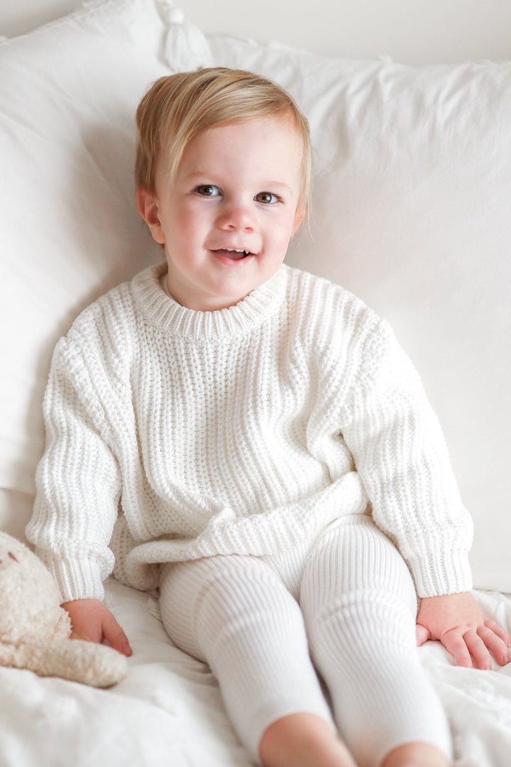 white baby kids chunky knitted jumper