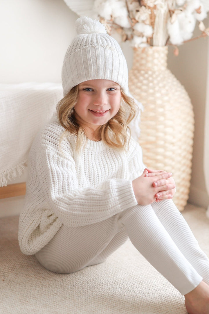 white kids chunky knitted jumper