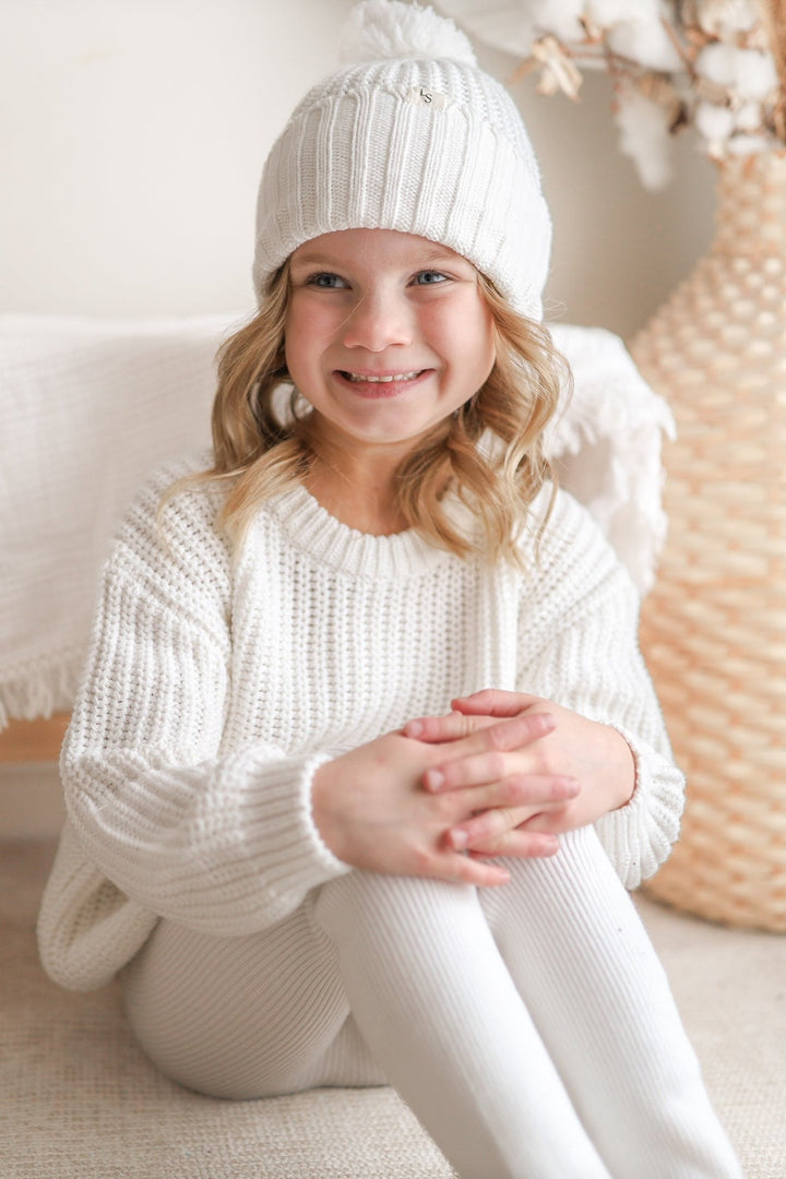 white kids chunky knitted jumper