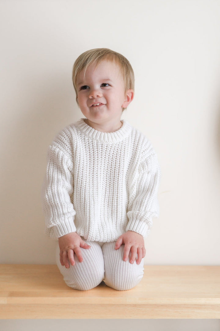 white baby kids chunky knitted jumper