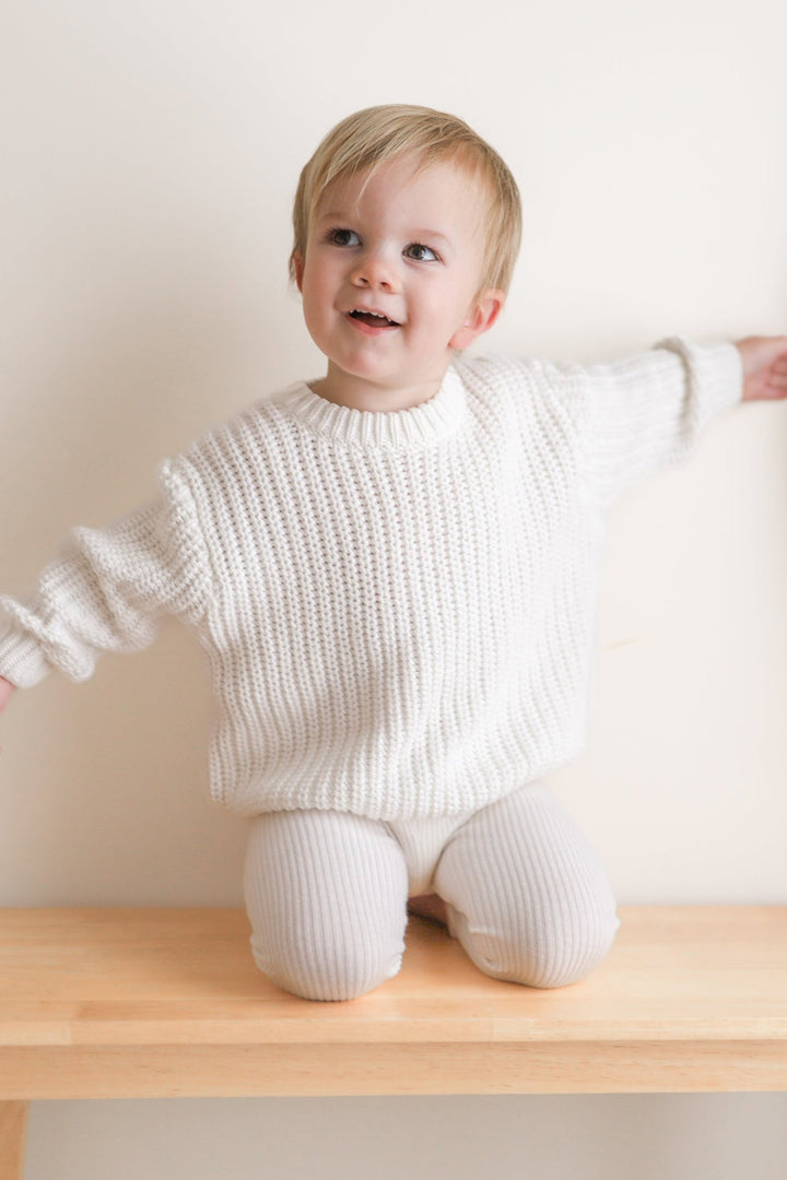 white kids chunky knitted jumper