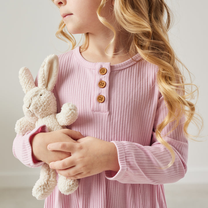 baby girls long sleeve tulip pink ribbed dress