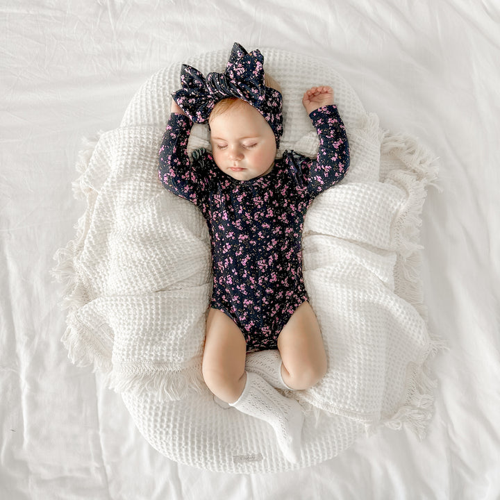 baby girls long sleeve floral bodysuit