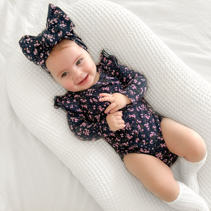 baby girls long sleeve floral bodysuit