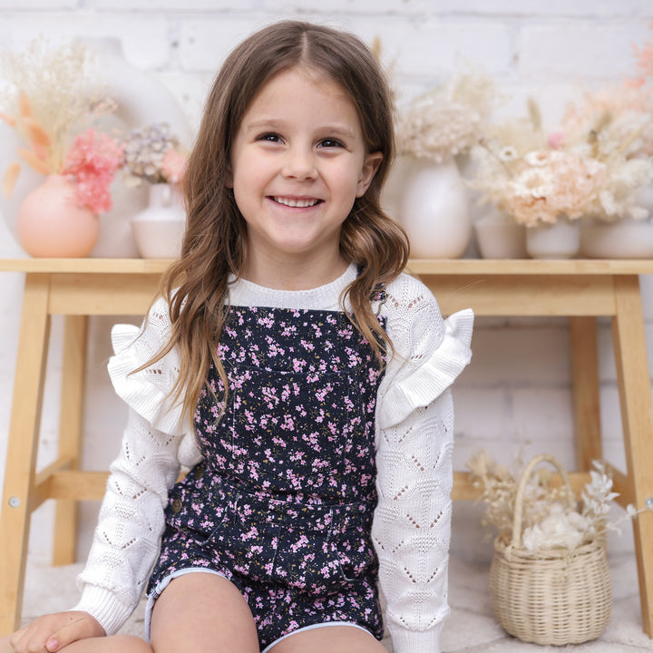 Girls white flutter knit