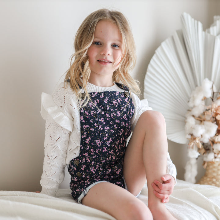 Girls white flutter knit