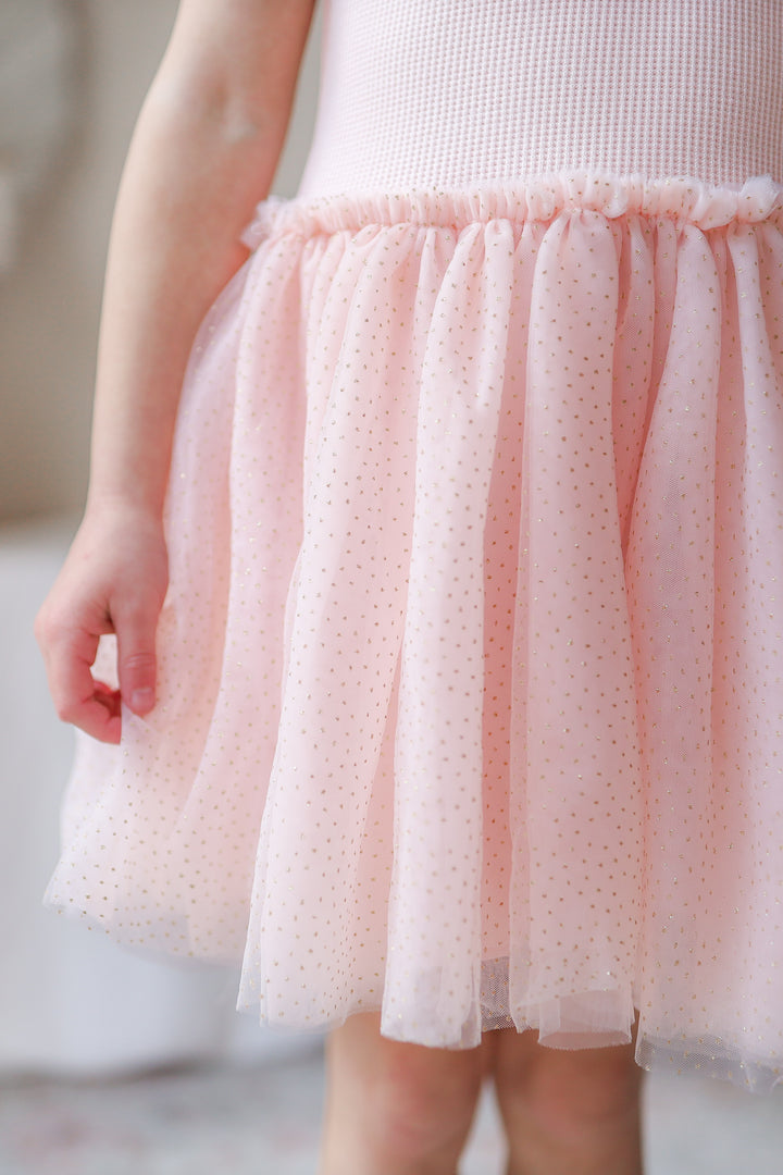 Tie Up Waffle Tutu Dress - Peach Dust