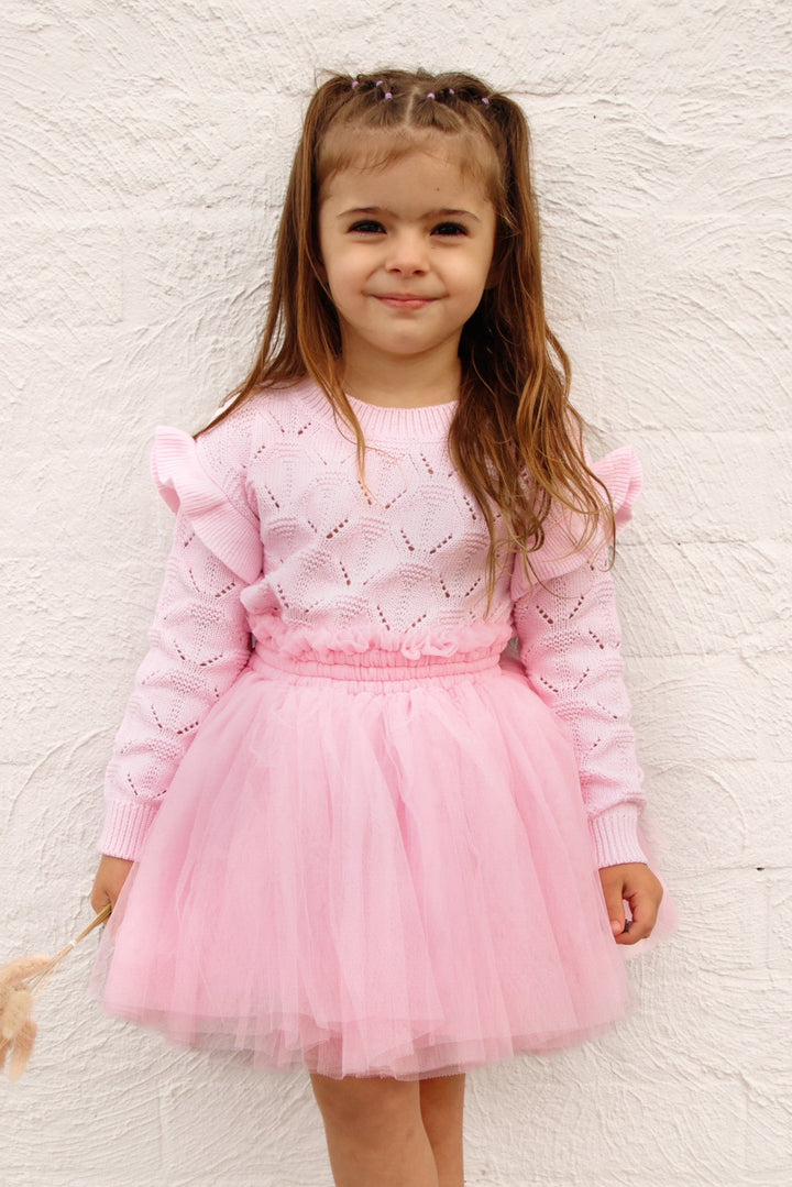 girls long sleeve pink knit top