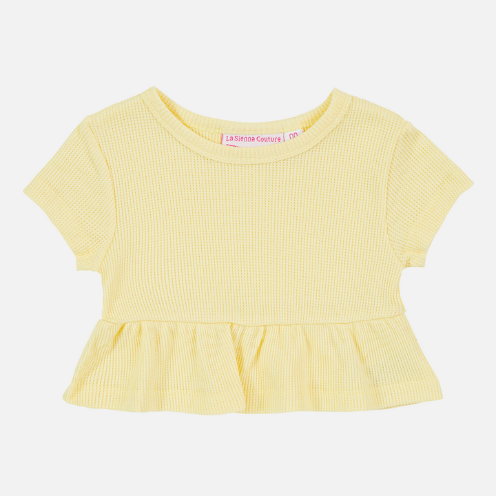 Waffle Ruffle Top - Banana