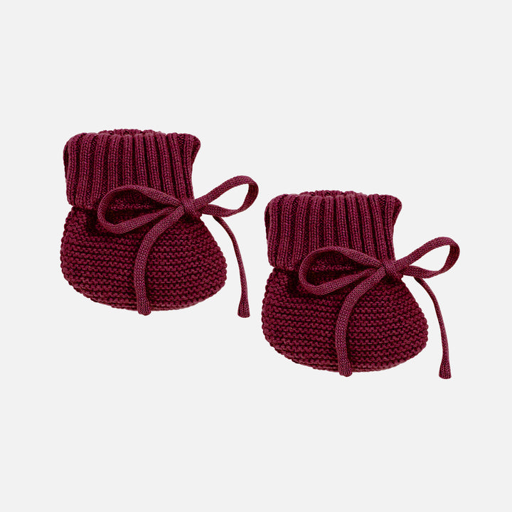 Knitted Booties - Merlot