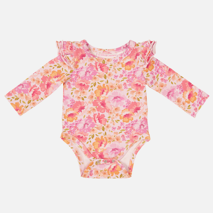 Floral Long Sleeve Flutter - Capri
