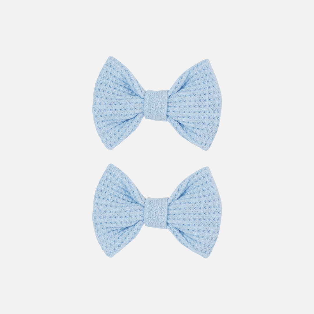 Waffle Mini Bows - Dove Blue