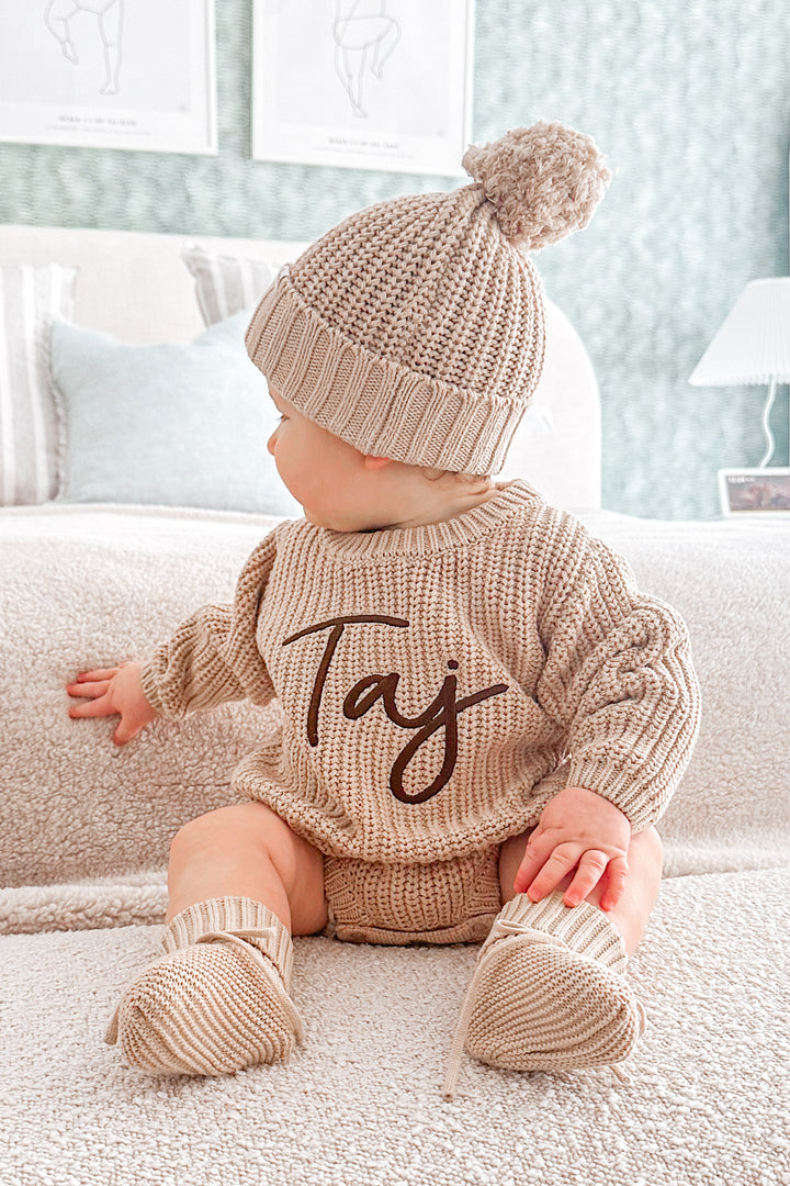 Super Chunky Knit Romper - Oat
