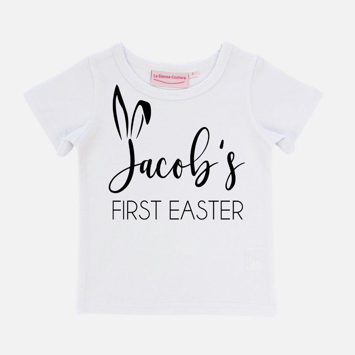 First Easter Name + Ears - Unisex Short Sleeve - VINYL - Custom