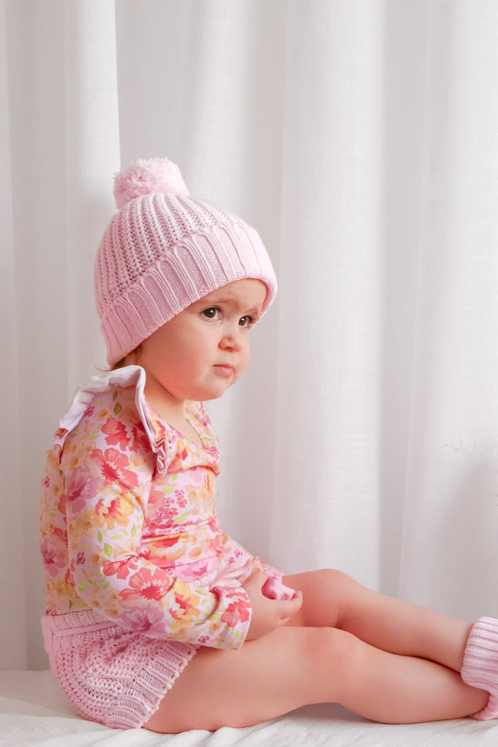 Floral Long Sleeve Flutter - Capri